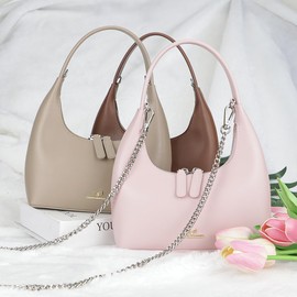 Royal Bagger Genuine Leather Small Handbags for Women Fashion Casual Chain Shoulder Crossbody Bag 2600 (Pink)