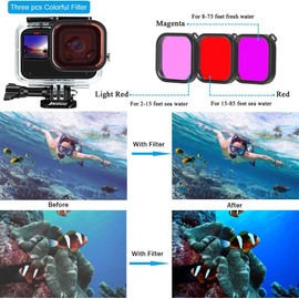 Husiway Accessories Kit for Gopro Hero 13 12 11 10 and 9 Black Battery Cover Door Waterproof Housing Silicone Case Glass Screen Protector Bundle for Go pro Hero13 Hero12 Hero11 Hero10 Hero9-63E