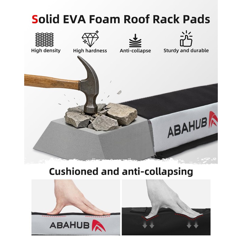 Abahub Soft Roof Rack Pads with 2 Tie Down Straps,