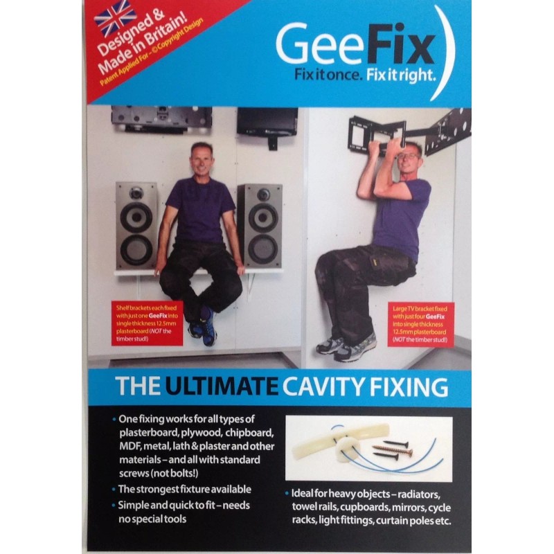 GeeFix Cavity wall anchors heavy duty. Drywall (4 Pack)