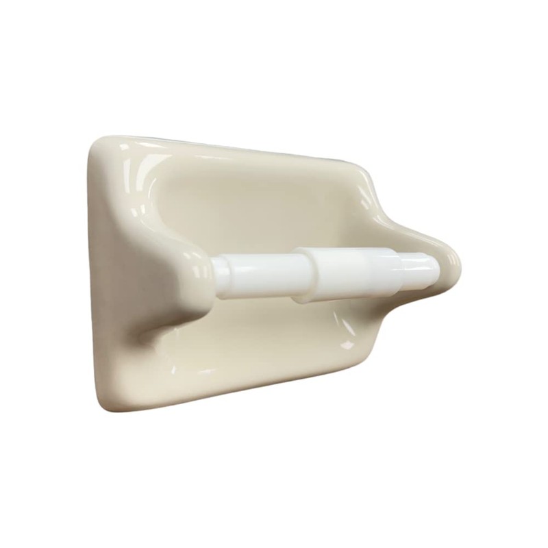 Tenedos Glazed Ceramic Bathroom Toilet Paper Holder Accessory (Bone Almond)