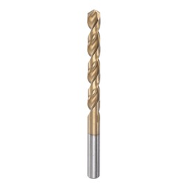 sourcing map Twist Drill Bit 8.9mm Titanium Coated (HSS-E) M42 High Speed Steel 8% Cobalt Straight Shank for Stainless Steel Aluminum Alloy Metal