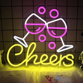 Goneons Cheers Neon Sign Beer Neon Lights Two Cups Beer Cheers Neon Signs for Wall Decor, Dimmable Neon Beer Sign Bar Neon Light, Cheers LED Light for Living Room Bar Pub Party Home Restautrant Decor