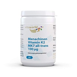 Vitaworld Menachinone Vitamin K2 100 μg, All-Trans MK7, 100% Bioavailability, Vegan, 60 Capsules