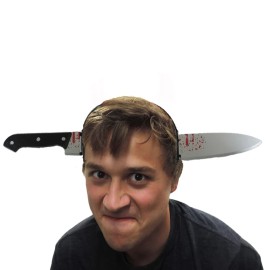 Novelty Giant Knife Through The Head Novelty Gag Headband Costume Accessory