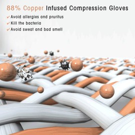 HENOTIC Copper Compression Gloves for Women Men, Full Finger Breathable & Moisture Wicking Arthritis Compression Gloves