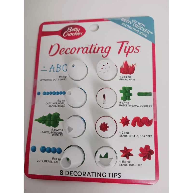 Betty Crocker Decorating Tips Set Includes 8 Tips NEW