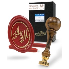 gravurART Seal Stamp Diameter 20 mm with 2 or Initials