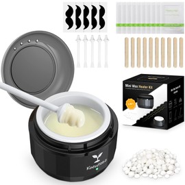 Koeutoze Nose Waxing Kit for Men and Women, Nose Hair Removal Wax with 100g Wax Beads, 5 Nose Ear Waxing Sticks and 10 Moustache Stencils for Home & Travel, Smart Wax Pot with USB Rapid Heating