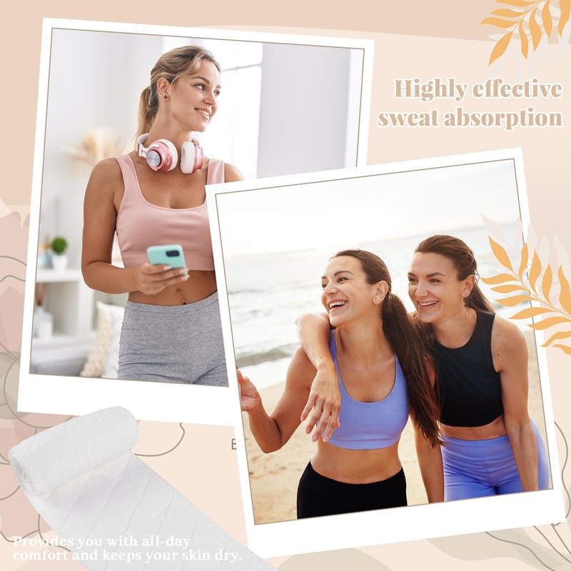 Pack of 20 Bra Sweat Pads, Layered Washable Rectangular Cotton