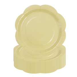 KFJBPB - Paquete de 50 platos de papel amarillos de 7 pulgadas, platos festoneados desechables para tartas de postre para cena, baby shower, boda, despedida de soltera, suministros para fiesta de