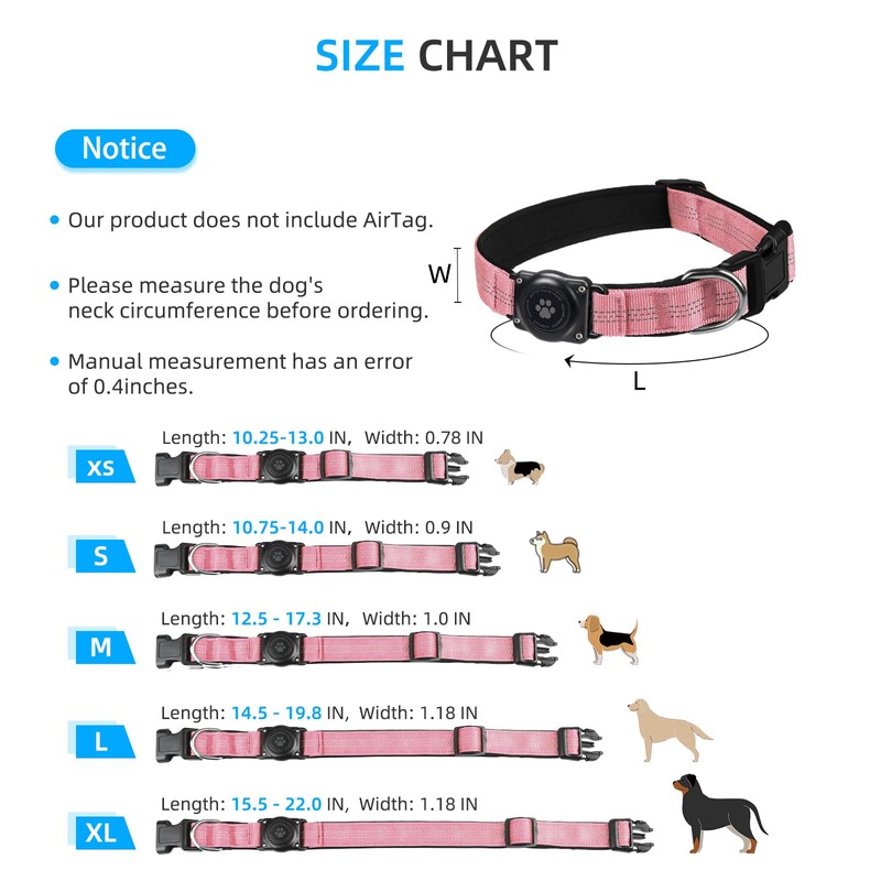 Upgraded AirTag Dog Collar, IP68 Waterproof Air Tag Dog Collar