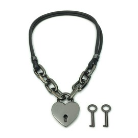 Succuba Padlock Choker Collar Necklace Lolita Collar Cat Kitty Velvet Necklace with Lock and Key For Women and Men (B, 16 Inches)
