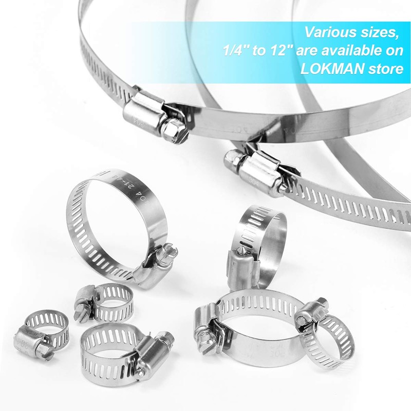 Hose Clamp, 20 Pack Stainless Steel Adjustable 6-12mm Size Range