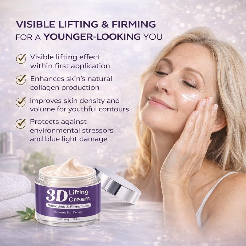 3D Lifting Night Cream with 17-Peptide for Wrinkles, 1.76 fl