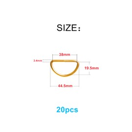 ZoloAJay 20pcs 1-1/2"(38mm) D Rings Welded Strong Metal Gold Semi-Circular D Ring for Pet Collars Hardware Bags Ring Buckle Strap Hand DIY Sewing Accessories