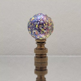 BALL Glitterbomb Blue Speckled 1" Ball Lamp Finial Nickel/Polishe - Antique Brass/Blue Glitterbomb