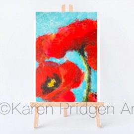 Red Poppy Peddler ACEO ATC Art Card Watercolor Print Signed Floral Flowers Flower Poppy Poppies