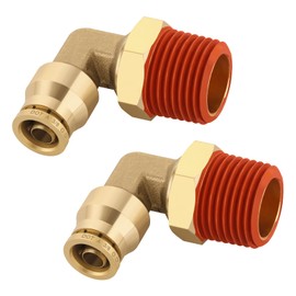 Boeray 3/8" Quick Push to Connect Fittings Brass 90 Degree Union Swivel Elbow Joint DOT Approved 3/8" Tube OD x 1/2" NPT Thread Air Brake Line Adapter Air Suspension Kit for Car Truck Trailers 2pcs