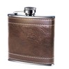 6oz Hip Flask Stainless Steel Leather Effect Excellent Quality Prime