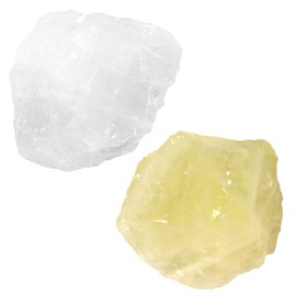 Orientrea Orientrea Raw Citrine Rough Crystal with Clear Quartz, Natural Citrine Crystal and Healing Stones for Tumbling, Decoration, Polishing, Wire Wrapping, Wicca & Reiki 2PCS