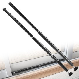 Sliding Door Security Bar, 17-55 inch Adjustable Patio Door Security bar with Rubber Tips, Heavy Duty Window Security Bars for Home Security, 2 Pack, Black