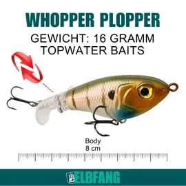 ELBFANG Topwater Artificial Bait Set, Popper, Stickbaits, Surface Bait, Whopper Plopper, Wobbler Pike