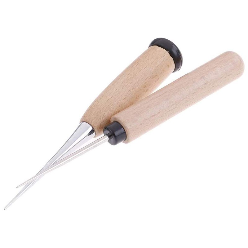 POFET Leather Craft Awl Tool Hole Punch Wooden Handle Sewing