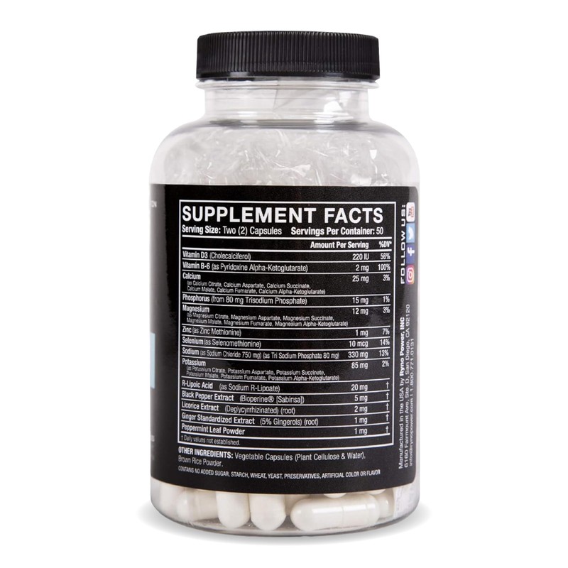 Ryno Power Electrolytes Supplement Capsules (50 Servings)