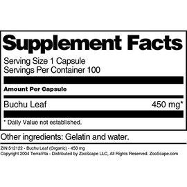 Buchu Leaf (Organic) - 450 mg (100 Capsules, ZIN: 512122) - 3 Pack