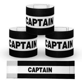 3PCS Captain Armbands, 8x31 Cm/3.15x12 Inch Black Soccer Captain Armband Adjustable Leader Armband Team Sport Armband Football Rugby Basketball Player Band for Adult Youth Soccer Volleyball Team