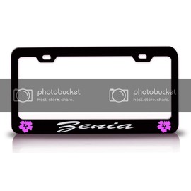 Custom Brother - Zenia Female Name Hibiscus Metal Car SUV Truck License Plate Frame Bl u56