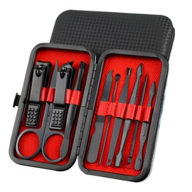 Moogogo Nail Clippers for Men, Stainless Steel Manicure Kits 10 Pieces Set for Men, Nail Kit with Nail Cutter and Nail File, Manicure Sets with Fingernail Clippers and Toenail Clippers