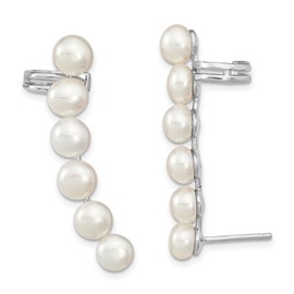 Unbranded 38mm 925 Silver White 5-6mm Freshwater Cultured Pearl Ear Climber/Cuff Earrings