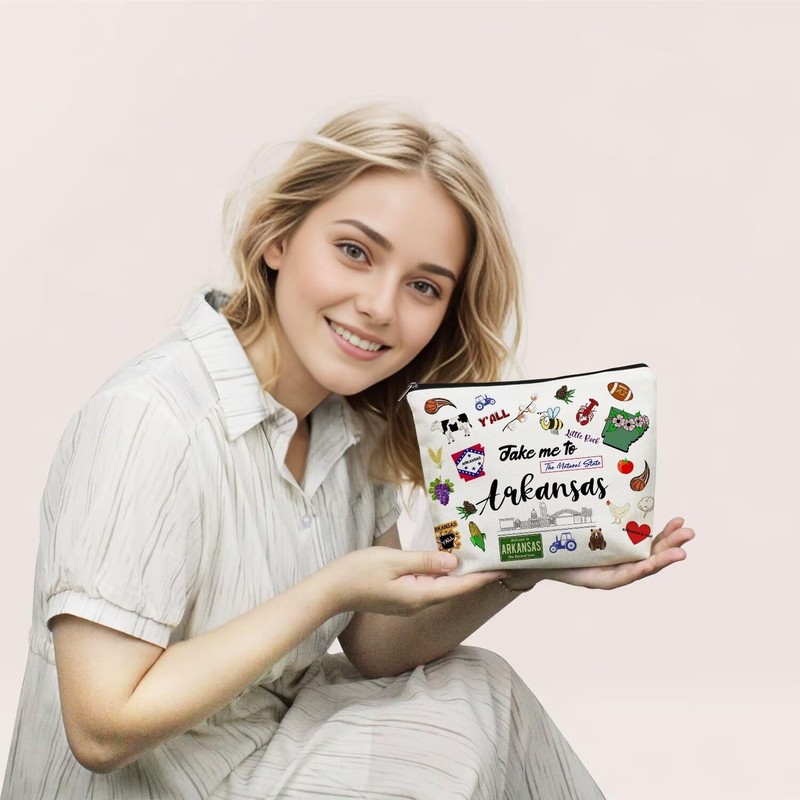 YULUENZE Take Me To Arkansas Makeup Bag Arkansas Travel Gift