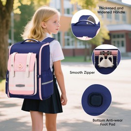 Amythe School Backpack Girls Boys Ergonomic 1-4th Class with Chest Strap, 2025 Children's Backpack School 6-10 Years School Bag with Reflective 21L-6189, Green, Rucksack Backpacks