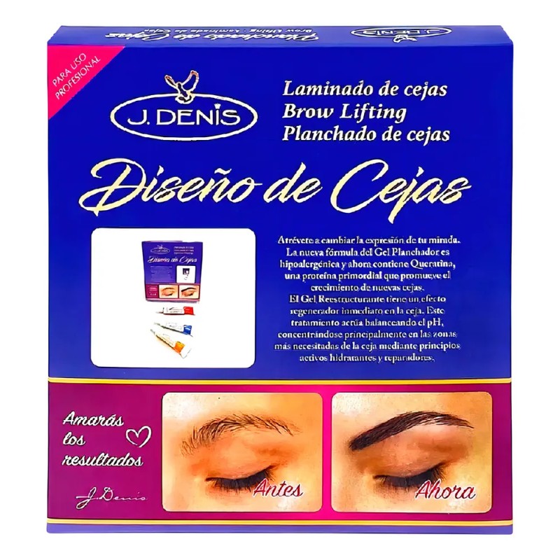 Kit Gel Diseño Cejas Planchado Profesional J Denis Azul 3x45mL