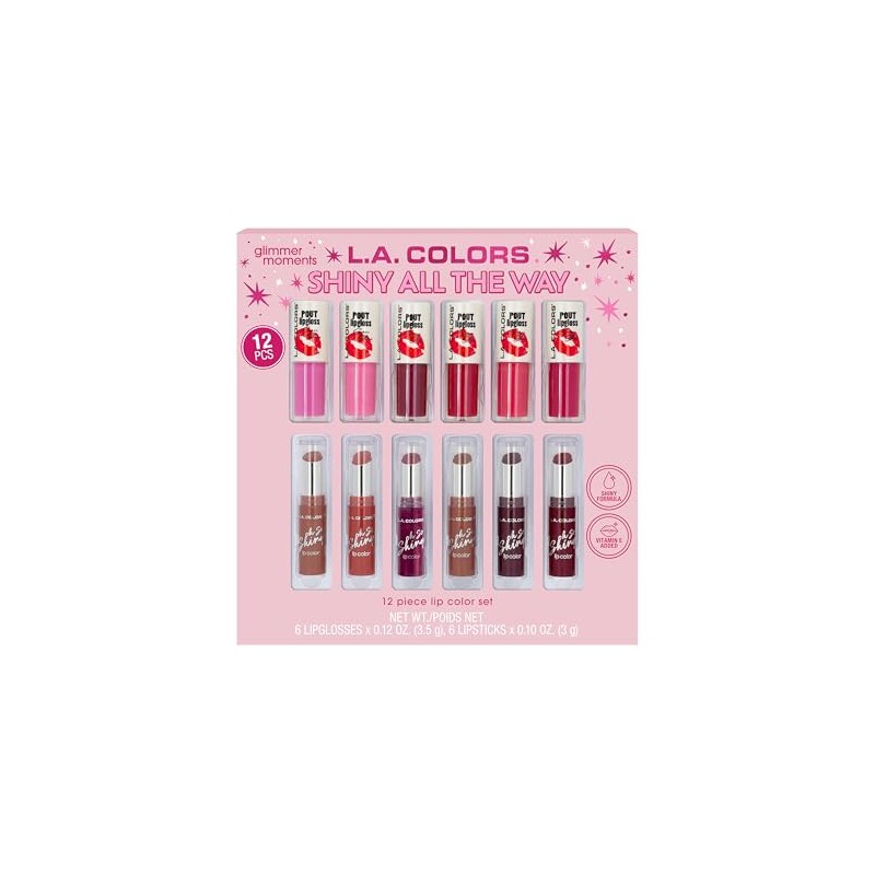 L.A. COLORS Set de Labiales Shiny All The Way, 6