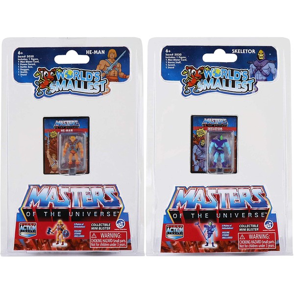 World's Smallest Masters of The Universe Bundle Set of 2 Mini Figures - He-Man and Skeletor