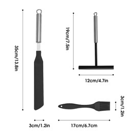 GOTFUN 3 Pieces Crepes Distributor and Spatula Stainless Steel Crepes Turner Dough Distributor, T Shape Crepes Maker Accessories for Home Kitchen Baking Cooking Baking Tools