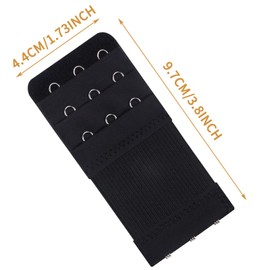 Yolev 3 Pieces Women's Bra Extenders Stretchy Bra Extension Strap 3 Hooks 3 Rows Elastic Bra Band Hook Strap Extensions for Women Lady (Black)