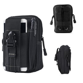 Supoetry 2 Men's Tactical Bum Bag, Molle Pouch with Two Carabiners, Multifunctional General Outdoor, Tool Bag, Suitable for Outdoor Mountaineering, Camping, Green, Army Green