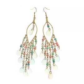 Unbranded Pastel Beaded Earrings - Gold Tone French Hook Style - 2 Pieces 1 Pair - ER530