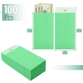 Mr. Pen- Money Envelopes for Cash, 100 Pack, 6.5" x 3.5", Mint Green Craft Paper, Cash Envelopes for Money Saving Challenge Bulk