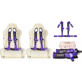 Aniki Dynamics 2 ANIKI PURPLE 4 POINT 2" BUCKLE SEAT BELT HARNESS +SHOULDER PAD UTV ATV Go-Kart