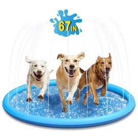 67IN Non-Slip Splash Pad, Outdoor Play Pools and Water Toys for Medium Pet Dogs,Toddlers and Kids,Inflatable Sprinkler, Water Play Pool, Perfect for Summer Backyard Fun