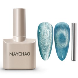 MAYCHAO 15ML Cat Eye Gel Nail Polish 1Pc Marine Blue Gel Polish with Magnet Soak off Holographic Magnetic Nail Polish for Nail Art Manicure Salon DIY at Home, 0.5 OZ