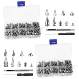 718Pcs Punk Spikes and Studs Kit Zinc Alloy Silver Cone Spike and Stud Rivet Kit 8 Size Metal Leather Tree Spike Assortment Tool for Clothing Jacket Shoes Wallet..(Silver,718pcs)