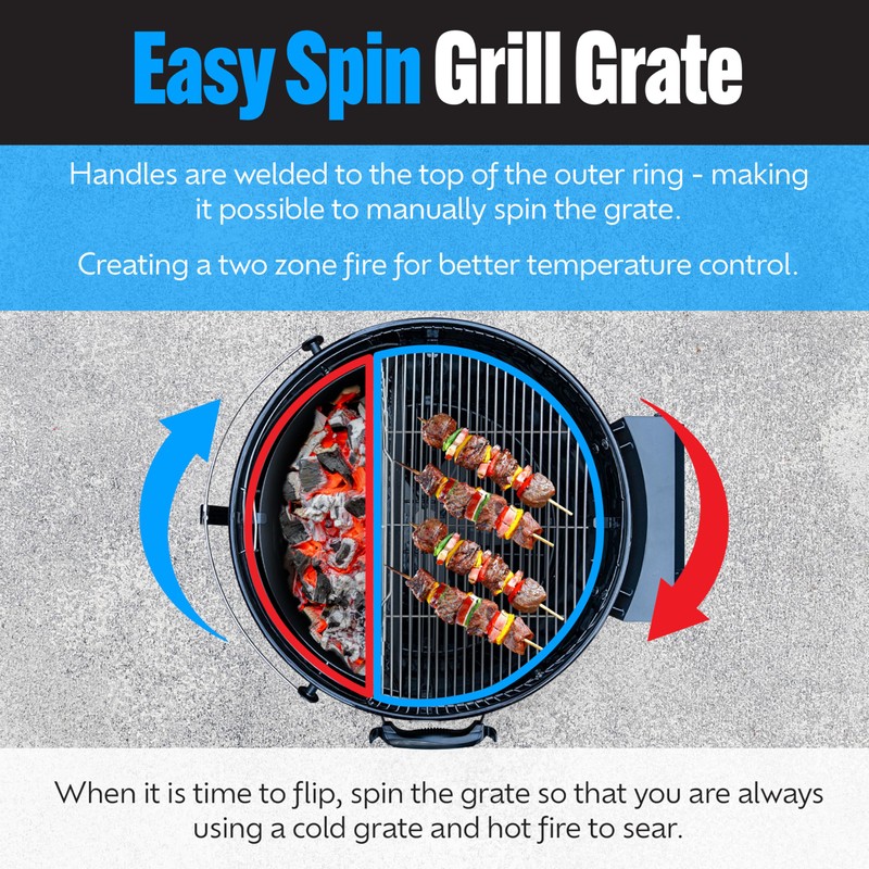 SnS Grills Slow ‘N Sear Easy Spin Charcoal Grill Cooking