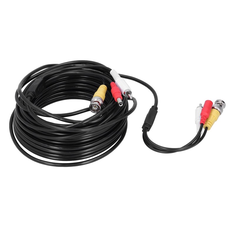 Portable CCTV Cable 3-In 1 Video Audio Power Cord BNC+RCA+DC